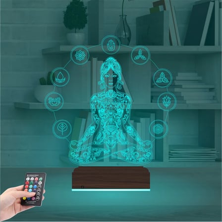 Yoga Yogacı Lotus 3D Lamba - Masa Gece Lambası