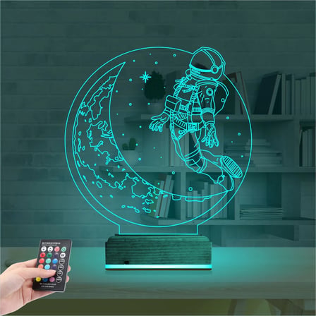 Astronot Ay 3D Lamba - Masa Gece Lambası