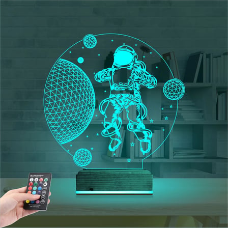Astronot Gezegen 3D Lamba - Masa Gece Lambası