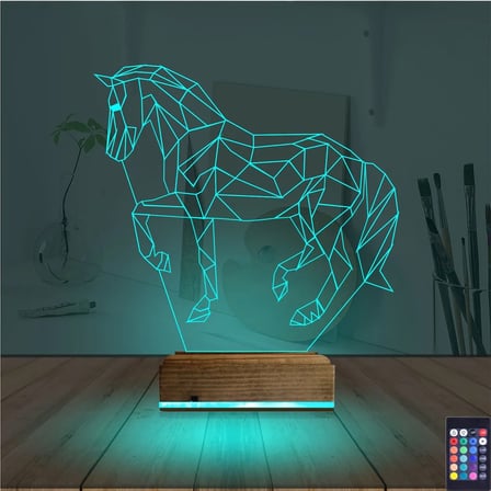 At Tasarım Polygonal 3D Lamba - Masa Gece Lambası