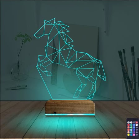 At Tasarım Polygonal 3D Lamba - Masa Gece Lambası