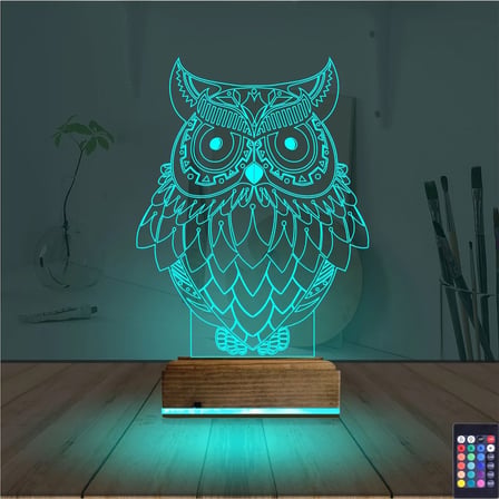Baykuş Tasarım 3D Lamba - Masa Gece Lambası