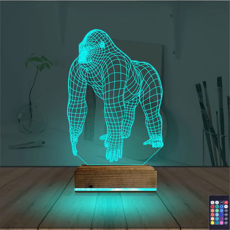 Goril Gorilla 3D Lamba - Masa Gece Lambası
