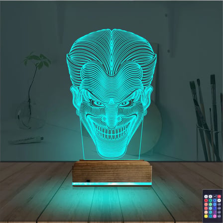Joker Face 3D Lamba - Masa Gece Lambası