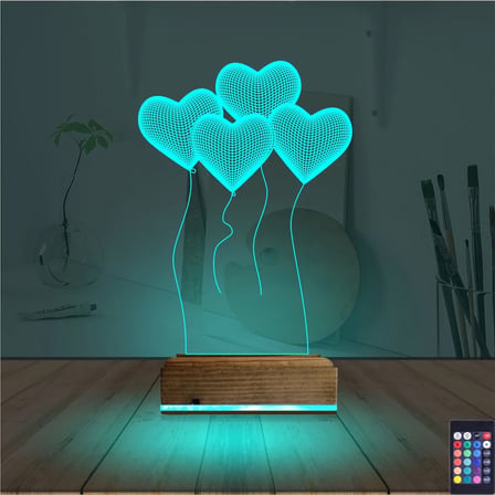 Kalp Sevgiliye Hediye 3D Lamba - Masa Gece Lambası