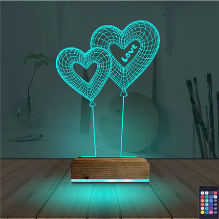Balon Kalp Love Sevgiliye Hediye 3D Lamba - Masa Gece Lambası
