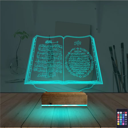 Kuran-ı Kerim Ayetel Kürsi 3D Lamba - Masa Gece Lambası