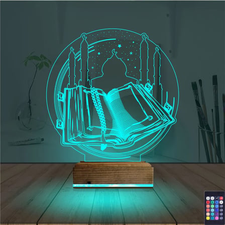 Kuran-ı Kerim Cami 3D Lamba - Masa Gece Lambası