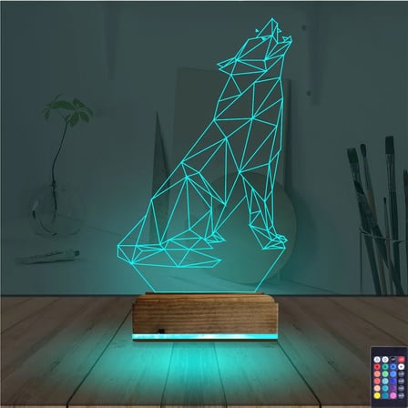 Kurt Polygonal 3D Lamba - Masa Gece Lambası
