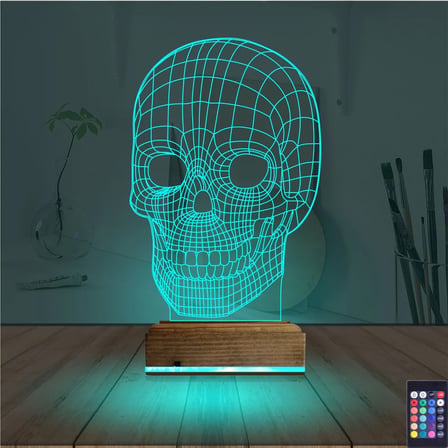 Kuru Kafa İskelet 3D Lamba - Masa Gece Lambası