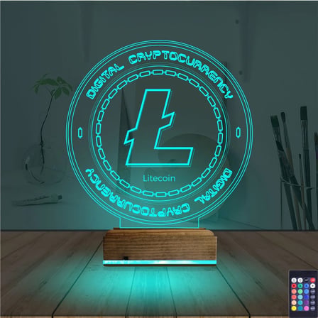 Crypto Lite Coin 3D Lamba - Masa Gece Lambası