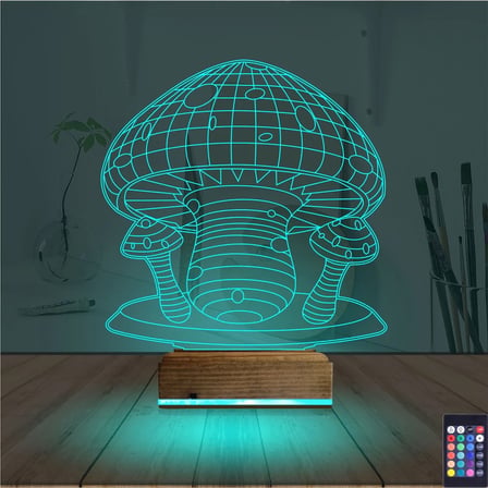 Mantar Çocuk Odası 3D Lamba - Masa Gece Lambası