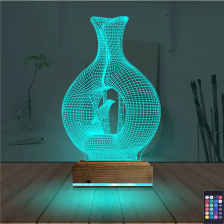 Minimalist Vazo Kuş 3D Lamba - Masa Gece Lambası