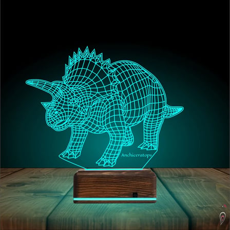 Dinozor Anchiceratops 3D Lamba - Masa Gece Lambası
