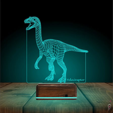 Dinozor Velociraptor 3D Lamba - Masa Gece Lambası