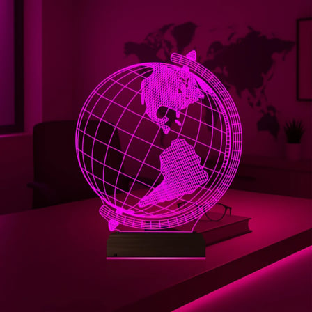 Dünya Globe Ofis Hediye 3D Lamba - Masa Gece Lambası