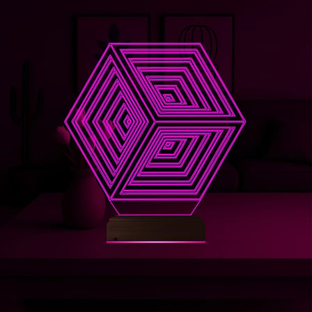 Geometrik Küp 3D Lamba - Masa Gece Lambası