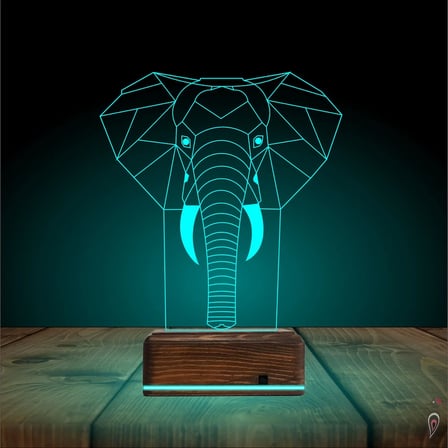 Fil Polygonal 3D Lamba - Masa Gece Lambası