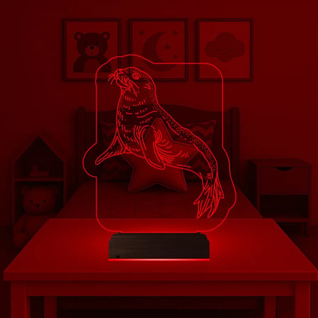 Çocuk Odası Fok 3D Lamba - Masa Gece Lambası