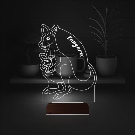Çocuk Odası Kanguru Yavru Kanguru 3D Lamba - Masa Gece Lambası