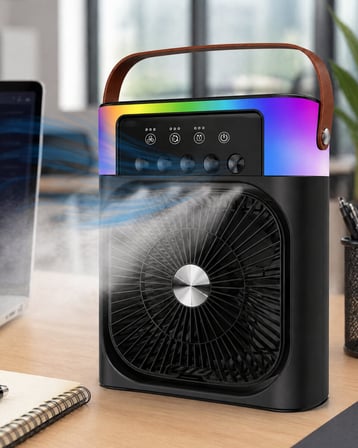 Mini Klima Fan Buharlı Soğutucu RGB Led Işıklı Taşınabilir Masaüstü Fan