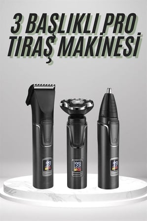 Dijital Göstergeli 3 Başlıklı Tıraş Makinesi Islak Kuru Lazer Öncesi Günlük