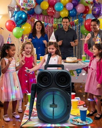 Kablosuz Karaoke Hoparlör Mikrofonlu RGB Işıklı Bluetooth Speaker USB TF Kart De