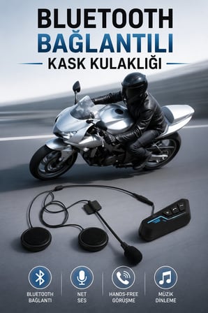 Kask Kulaklığı Motosiklet Intercom Interkom Dinleme Konuşma Özellikli Su Geçir