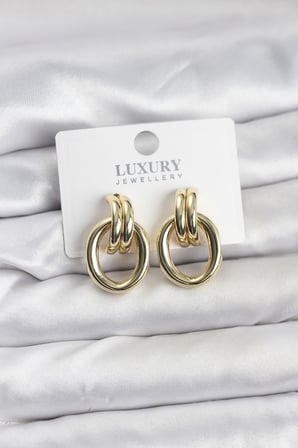 Gold Renk Pirinç Vintage Kadın Küpe 5886