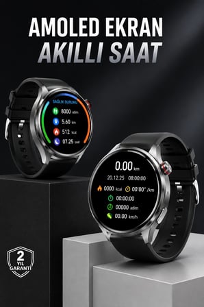 Akıllı Saat Bluetooth Bağlantılı Amoled Ekran Uyku ve Sağlık Takibi