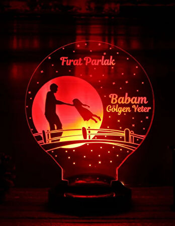 Kahraman Babam Temalı 3D LED Lamba | Kişiye Özel Babalar Günü Hediyesi - LoveLamp