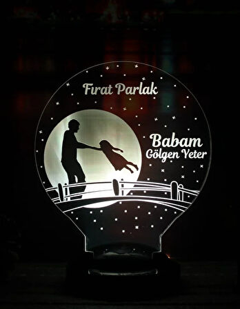 Kahraman Babam Temalı 3D LED Lamba | Kişiye Özel Babalar Günü Hediyesi - LoveLamp