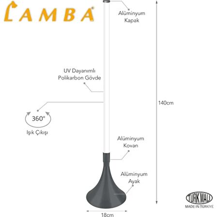 Lambaled Clarion Dimmer Kumandalı Gün Işığı ( 3000K ) Lambader