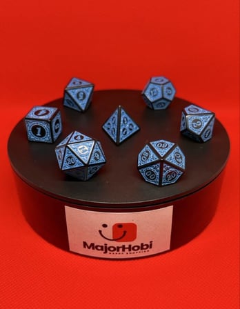 DND FRP 7’li Zar Seti – Mavi Renkli  Dungeons & Dragons Masaüstü RPG Oyun Zarı Seti