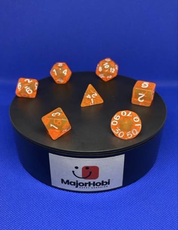 DND FRP 7’li Zar Seti – Şeffaf Turuncu  Dungeons & Dragons Masaüstü RPG Oyun Zarı Seti