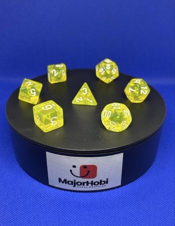 DND FRP 7’li Zar Seti – Şeffaf Açık Sarı  Dungeons & Dragons Masaüstü RPG Oyun Zarı Seti
