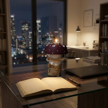 Minimalist Mantar Dekoratif Obje - Çok Fonksiyonlu Kalemlik ve Tealight Mumluk - Ev Ofis Hediyesi