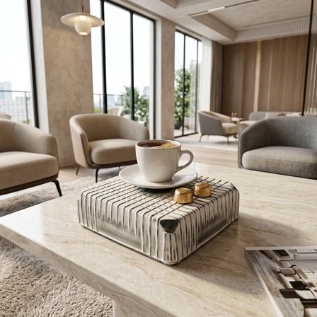 Dekoratif Obje, Takı Standı ve Kahve Altlığı, Modern Geometrik Izgara Dokulu El Yapımı Heykelsi Küp