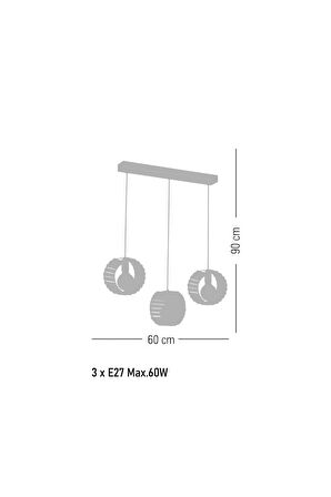 HERMES 20 CM KRİSTAL TAŞ SÜSLEMELİ SARI 3'LÜ Y.MASASI AVİZESİ