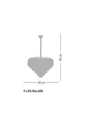 BARON 50'LİK SARI KRİSTAL TAŞLI AVİZE