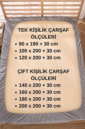 Antrasit Renkli Pamuklu Penye Kumaştan Tek / Çift Kişilik Fitted Lastikli Çarşaf (100 X 200)
