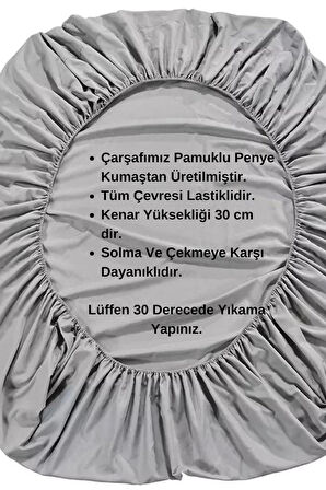 Antrasit Renkli Pamuklu Penye Kumaştan Tek/Çift Kişilik Fitted Lastikli Çarşaf (160 x 200)