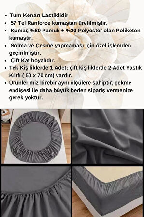 Kırmızı Renkli Pamuklu Ranforce Kumaştan Tek/Çift Kişilik Fitted Çarşaf Takımı (120 x 200)