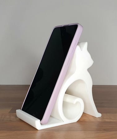 Riti Design - Felis - Minimalist Kedi Tasarım Masaüstü Telefon Tutucu - Beyaz