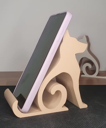 Riti Design - Canis - Minimalist Köpek Tasarım Masaüstü Telefon Tutucu - Bej