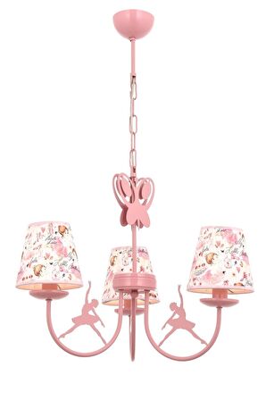 AVONNI AV-1416-BALLERINA Pembe Boyalı Modern Avize E14 Metal Kumaş 52cm