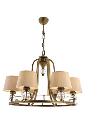 AVONNI AV-1597-6ES Eskitme Kaplama Modern Avize E27 Metal Cam Kumaş 65cm