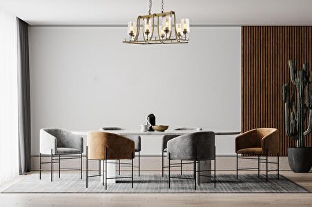 AVONNI AV-1597-8E-YM Eskitme Kaplama Modern Avize E27 Metal Cam 89x50cm