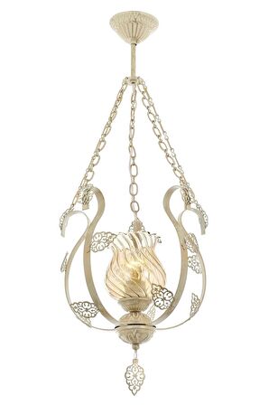 AVONNI AV-65119-TF Krem Ferforje Boyalı Klasik Avize E27 Metal Cam 30cm