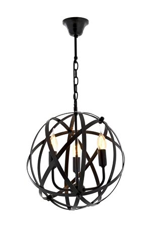 AVONNI AV-4183-3BSY Siyah Boyalı Modern Avize E14 Metal 36cm